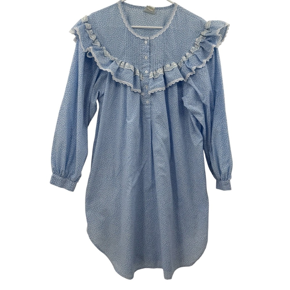 Vtg Gilligan OMalley House Dress Nightgown Floral Cottagecore Prairie medium